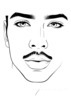 Minimalist Line Art of Man's Pursed Lips Showing Determination