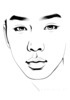 Minimalist Line Art of Man's Pursed Lips Showing Determination