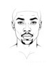 Minimalist Line Art of Man's Pursed Lips Showing Determination