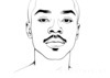 Minimalist Line Art of Man's Pursed Lips Showing Determination