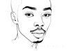 Minimalist Line Art of Man's Pursed Lips Showing Determination