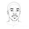 Minimalist Line Art of Man's Pursed Lips Showing Determination