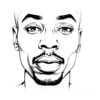 Minimalist Line Art of Man's Pursed Lips Showing Determination