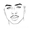 Minimalist Line Art of Man's Pursed Lips Showing Determination