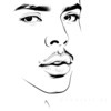 Minimalist Line Art of Man's Pursed Lips Showing Determination