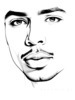 Minimalist Line Art of Man's Pursed Lips Showing Determination