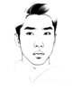 Minimalist Line Art of Man's Pursed Lips Showing Determination