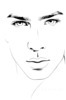 Minimalist Line Art of Man's Pursed Lips Showing Determination