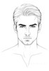 Minimalist Single Line Drawing of Man's Stern Gaze