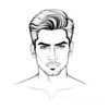 Minimalist Single Line Drawing of Man's Stern Gaze