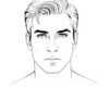 Minimalist Single Line Drawing of Man's Stern Gaze