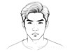 Minimalist Single Line Drawing of Man's Stern Gaze