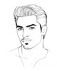 Minimalist Single Line Drawing of Man's Stern Gaze