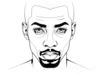 Minimalist Single Line Drawing of Man's Stern Gaze