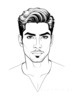 Minimalist Single Line Drawing of Man's Stern Gaze