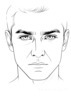 Minimalist Single Line Drawing of Man's Stern Gaze