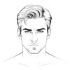 Minimalist Single Line Drawing of Man's Stern Gaze
