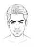 Minimalist Single Line Drawing of Man's Stern Gaze