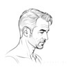Minimalist Line Art of Man Embracing Aging