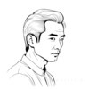 Minimalist Line Art of Man Embracing Aging