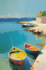 Minimalist Art Print of a Vibrant Marine Bay Seascape