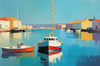 Minimalist Art Print of a Vibrant Marine Bay Seascape