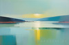 Abstract Minimalist Seascape with Distant Misty Islands Print