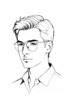 Minimalist Line Art of Pilot's Facial Expression with Aviator Glasses
