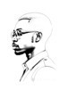 Minimalist Line Art of Pilot's Facial Expression with Aviator Glasses