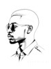 Minimalist Line Art of Pilot's Facial Expression with Aviator Glasses