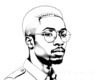 Minimalist Line Art of Pilot's Facial Expression with Aviator Glasses