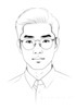 Minimalist Line Art of a Scholar's Facial Expression with Glasses