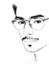 Minimalist Line Art of a Scholar's Facial Expression with Glasses