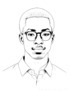 Minimalist Line Art of a Scholar's Facial Expression with Glasses