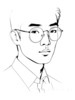 Minimalist Line Art of a Scholar's Facial Expression with Glasses