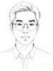 Minimalist Line Art of a Scholar's Facial Expression with Glasses
