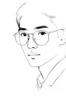 Minimalist Line Art of a Scholar's Facial Expression with Glasses