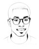 Minimalist Line Art of a Scholar's Facial Expression with Glasses