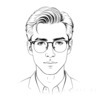 Minimalist Line Art of a Scholar's Facial Expression with Glasses