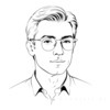 Minimalist Line Art of a Scholar's Facial Expression with Glasses