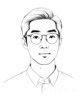 Minimalist Line Art of a Scholar's Facial Expression with Glasses