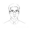 Minimalist Line Art of a Scholar's Facial Expression with Glasses