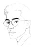 Minimalist Line Art of a Scholar's Facial Expression with Glasses