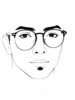 Minimalist Line Art of a Scholar's Facial Expression with Glasses