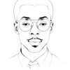 Minimalist Line Art of a Scholar's Facial Expression with Glasses