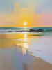 Abstract Minimalist Seascape with Golden Sunset on the Beach Printable Art