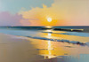 Abstract Minimalist Seascape with Golden Sunset on the Beach Printable Art