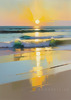 Abstract Minimalist Seascape with Golden Sunset on the Beach Printable Art