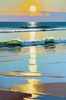 Minimalist Seascape with Stark Contrast between Sandy Shore and Ocean Depths