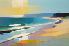 Minimalist Seascape with Stark Contrast between Sandy Shore and Ocean Depths